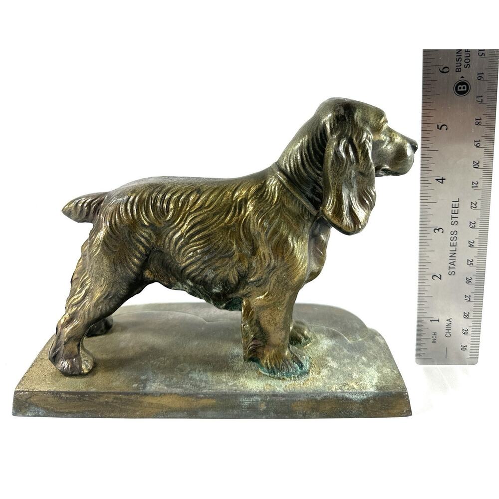 Vintage Spaniel Dog Statue Metal Brass Bronze Tone Spaniel Dog Figurine 7” - Picture 6 of 9